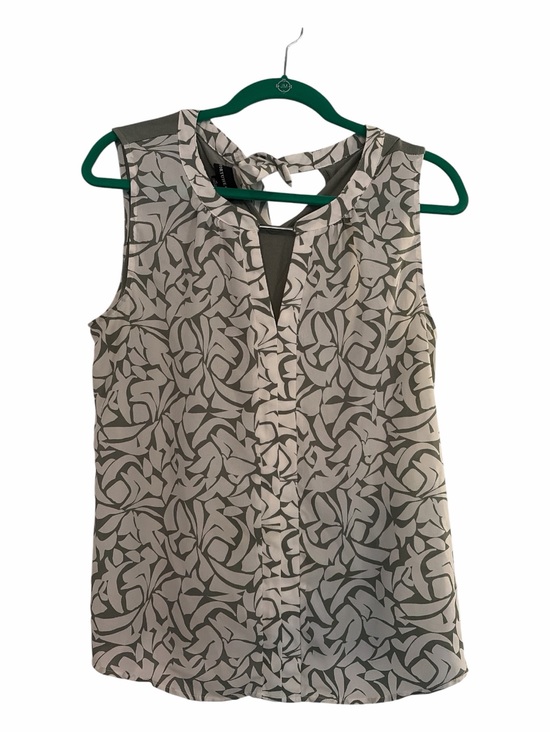 Fortune & Ivy Tops - Sleeveless Printed Tie-Back Top in Cream and Sage
